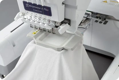 Round embroidery frame on polo shirt